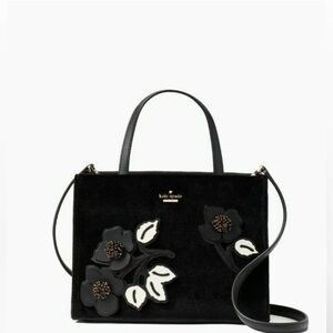 Kate Spade New York Black Cameron Street Embellished Floral Crossbody Purse